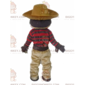 Viikset Cowboy BIGGYMONKEY™ maskottiasu perinteisessä mekossa -
