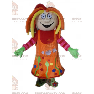 BIGGYMONKEY™ Colorful Girl Mascot Costume With Dreadlocks -