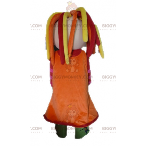 Traje de mascote menina colorida BIGGYMONKEY™ com dreads –