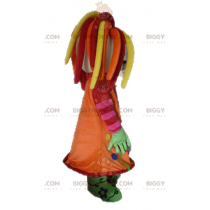 BIGGYMONKEY™ Buntes Maskottchen-Kostüm für Mädchen mit Dreadlocks - Maskottchen für Jungen und Mädchen - BiggyMonkey.com