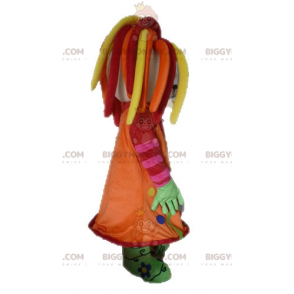 Traje de mascote menina colorida BIGGYMONKEY™ com dreads –