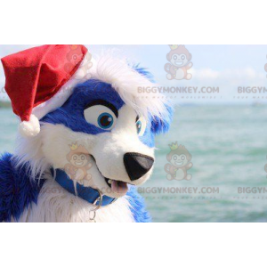 Fantasia de mascote de cachorro azul e branco BIGGYMONKEY™ –
