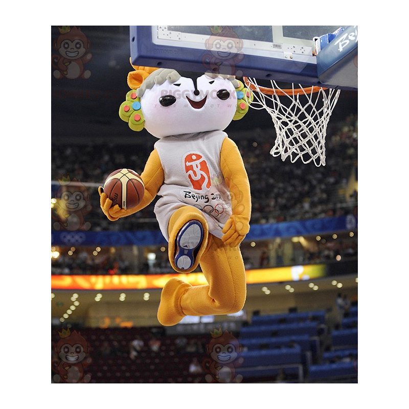 Snowman BIGGYMONKEY™ Mascot Costume with Flower Head -