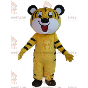 Gul og sort tiger BIGGYMONKEY™ maskotkostume. Feline