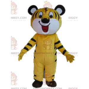 Yellow and Black Tiger BIGGYMONKEY™ Mascot Costume. Feline