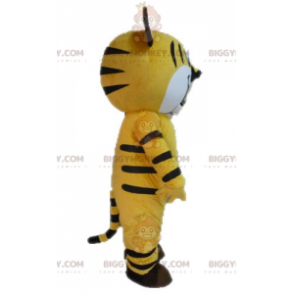 Gele en zwarte tijger BIGGYMONKEY™ mascottekostuum. Katachtig