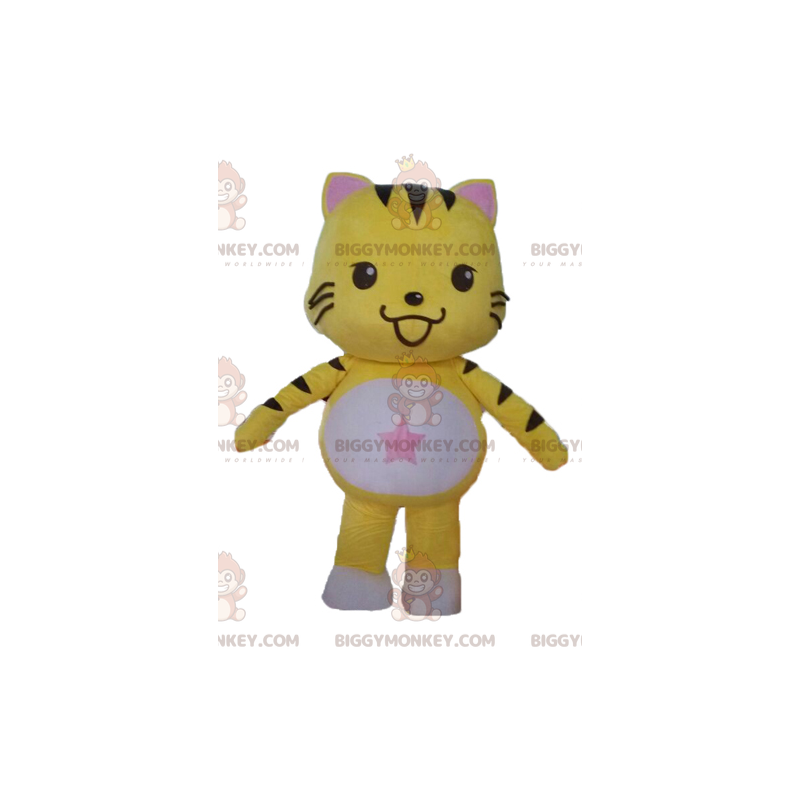 Disfraz de mascota de gato amarillo blanco y negro Disfraz de mascota de gato amarillo blanco y negro