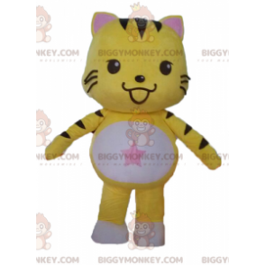 Black and White Yellow Cat BIGGYMONKEY™ Mascot Costume. Kitten