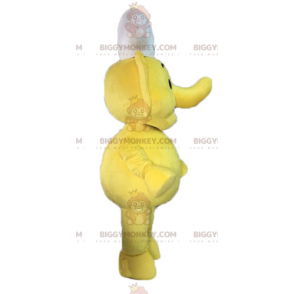 Costume de mascotte BIGGYMONKEY™ d'éléphant jaune. Costume de