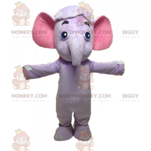 Purple and Pink Elephant BIGGYMONKEY™ Mascot Costume. Purple