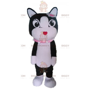 Costume de mascotte BIGGYMONKEY™ de chat noir et blanc. Costume