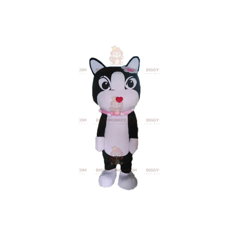 Disfraz de mascota de gato blanco y negro BIGGYMONKEY™. Disfraz Disfraz de mascota de gato blanco y negro BIGGYMONKEY™. Disfraz