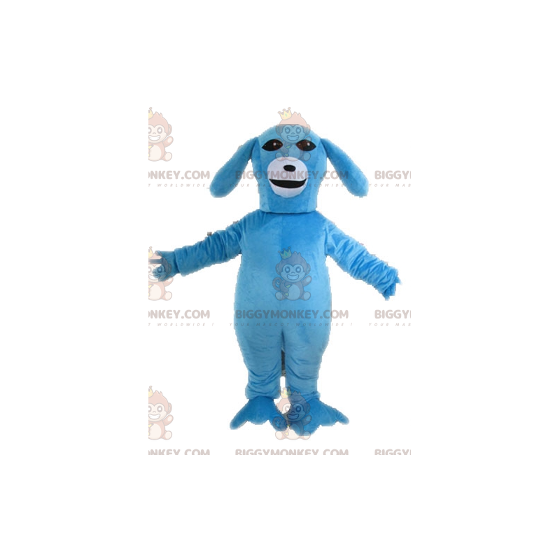 Blå och vit hund BIGGYMONKEY™ maskotdräkt. Blue Animal Blå och vit hund BIGGYMONKEY™ maskotdräkt. Blue Animal