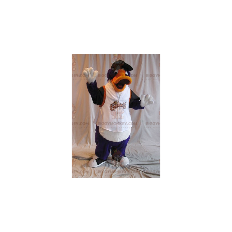 BIGGYMONKEY™ Disfraz de mascota de pato naranja, morado y negro BIGGYMONKEY™ Disfraz de mascota de pato naranja, morado y negro