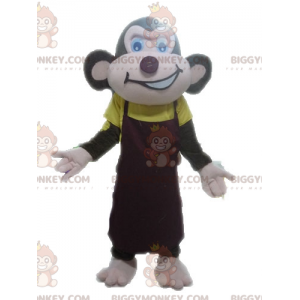 Traje de mascote de macaco marrom com aparência feroz