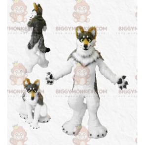 Fantasia de mascote de cachorro tricolor peludo BIGGYMONKEY™ –
