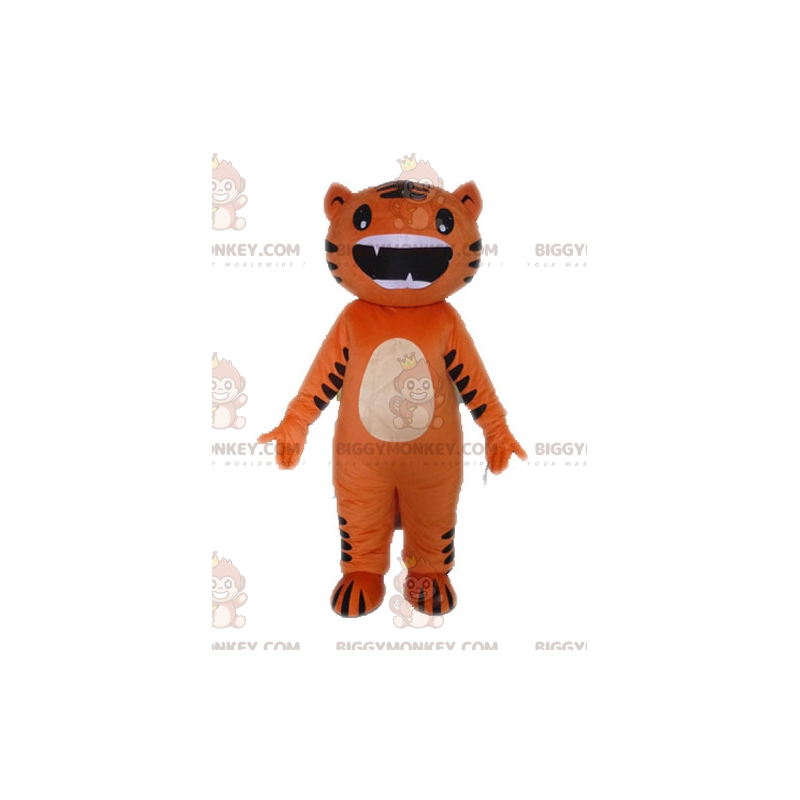 Traje de mascote de gato preto e laranja BIGGYMONKEY™ engraçado