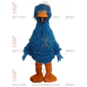 Rolig lurvig blå och orange fågel BIGGYMONKEY™ maskotdräkt -