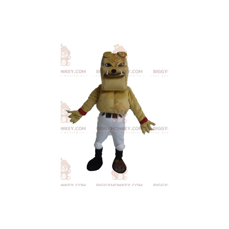 Costume de mascotte BIGGYMONKEY™ de bulldog beige géant et Costume de mascotte BIGGYMONKEY™ de bulldog beige géant et