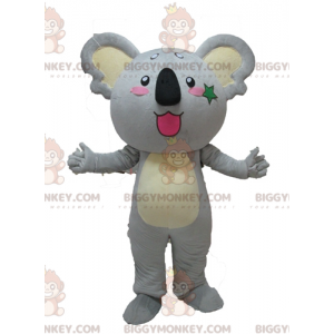 Lindo disfraz gigante de mascota de koala gris y amarillo