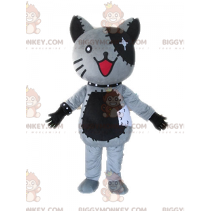 Grijze en zwarte pluche kat BIGGYMONKEY™ mascottekostuum -