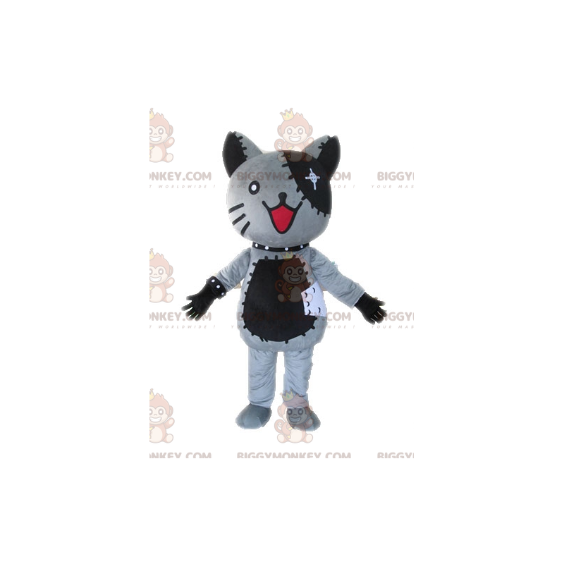 BIGGYMONKEY™ Maskottchen-Kostüm aus grauem und schwarzem