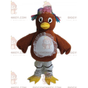 Bruine kip BIGGYMONKEY™ mascottekostuum met glitterveren -