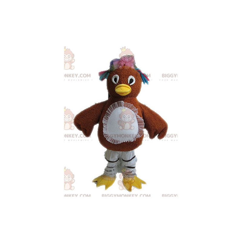 Costume de mascotte BIGGYMONKEY™ de poule marron avec des Costume de mascotte BIGGYMONKEY™ de poule marron avec des