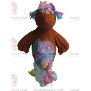 Brown Hen BIGGYMONKEY™ Mascot Costume with Glitter Feathers -