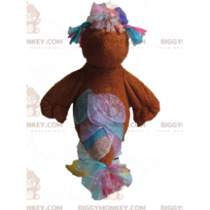 Brown Hen BIGGYMONKEY™ Mascot Costume with Glitter Feathers -