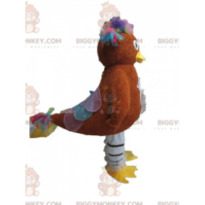 Brun höna BIGGYMONKEY™ maskotdräkt med glitterfjädrar -