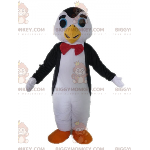 Sort og hvid pingvin BIGGYMONKEY™ maskotkostume med sløjfe -