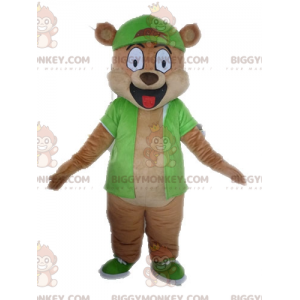 Στολή μασκότ BIGGYMONKEY™ γιγάντια καφέ αρκούδα ντυμένη στα