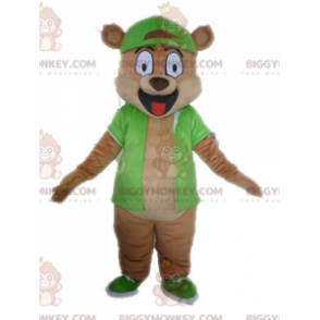 Kostým obřího maskota hnědého medvěda BIGGYMONKEY™ v zeleném –