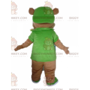BIGGYMONKEY™ gigantisk brunbjørnmaskotkostyme kledd i grønt - Bjørn maskot - BIGGYMONKEY_04576 - BiggyMonkey.com
