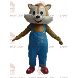 BIGGYMONKEY™ Μασκότ στολή καφέ και μπεζ σκίουρος σε φόρμες -