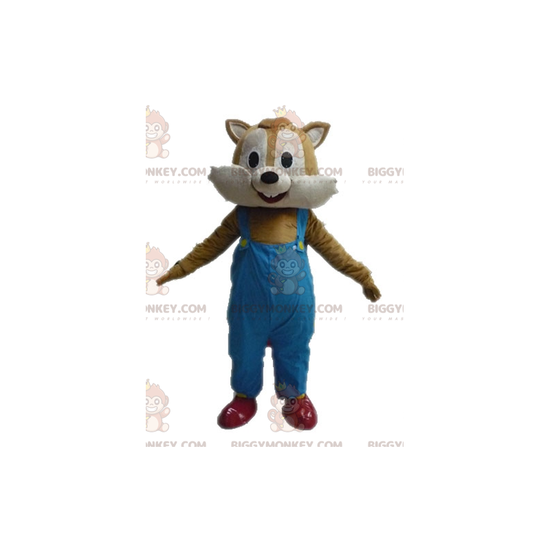 BIGGYMONKEY™ maskotkostume Brunt og beige egern i overalls - Ekornmasker - BIGGYMONKEY_04578 - BiggyMonkey.com