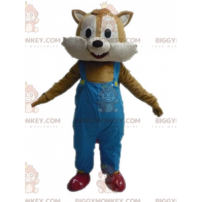BIGGYMONKEY™ maskottiasu, ruskea ja beige orava haalareissa -