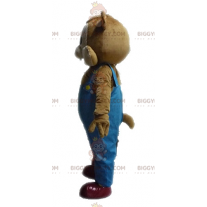 Kostým maskota BIGGYMONKEY™ Hnědá a béžová veverka v overalu - Veverkové maskoti - BIGGYMONKEY_04578 - BiggyMonkey.com