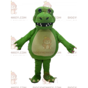 Fantástico traje de mascote de dinossauro verde gigante
