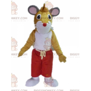 Costume mascotte BIGGYMONKEY™ topo bianco e marrone. Costume da