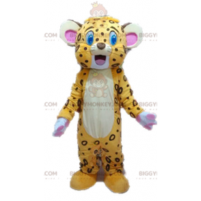 Traje de mascote BIGGYMONKEY™ de tigre amarelo e marrom. Traje