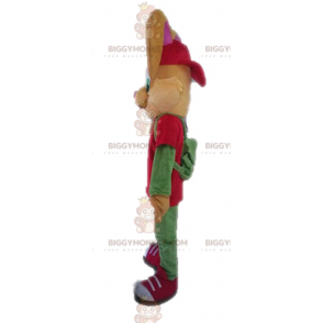 Brun kanin BIGGYMONKEY™ maskotkostyme kledd i rødt og grønt - Kanin maskot - BIGGYMONKEY_04589 - BiggyMonkey.com