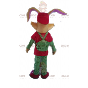 Brun kanin BIGGYMONKEY™ maskotkostyme kledd i rødt og grønt - Kanin maskot - BIGGYMONKEY_04589 - BiggyMonkey.com