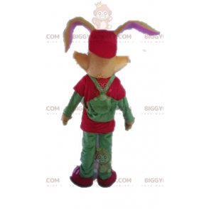 Brun kanin BIGGYMONKEY™ maskotkostyme kledd i rødt og grønt - Kanin maskot - BIGGYMONKEY_04589 - BiggyMonkey.com