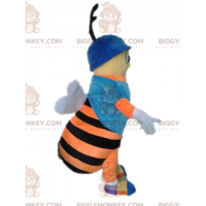 Bee BIGGYMONKEY™ maskottiasu. Oranssi ja musta hyönteinen