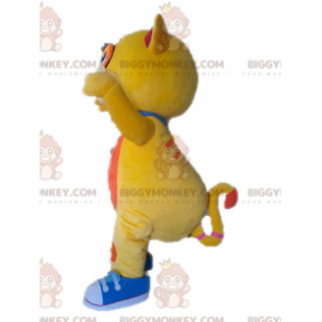 Traje de mascote de gato amarelo e laranja BIGGYMONKEY™ fofo e