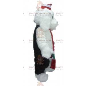 Soft and Furry White and Black Dog BIGGYMONKEY™ Mascot Costume