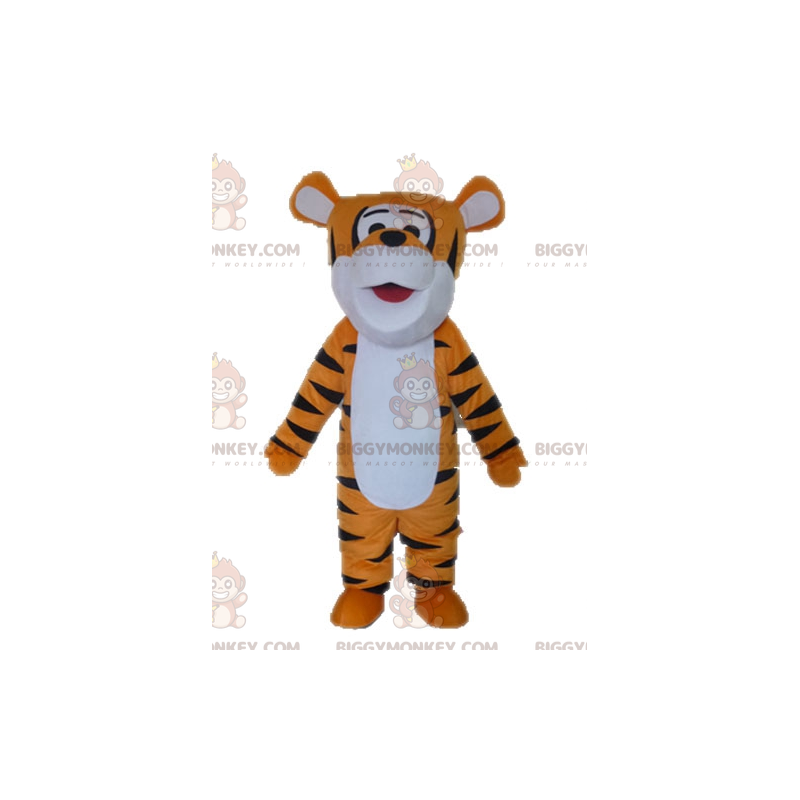 Costume de mascotte BIGGYMONKEY™ de tigre orange blanc et noir. Costume de mascotte BIGGYMONKEY™ de tigre orange blanc et noir.