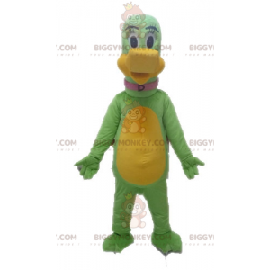 Disfraz de mascota dinosaurio gigante verde y amarillo